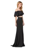 Dancing Queen - Two Piece Ruffled Off-shoulder Sheath Dress