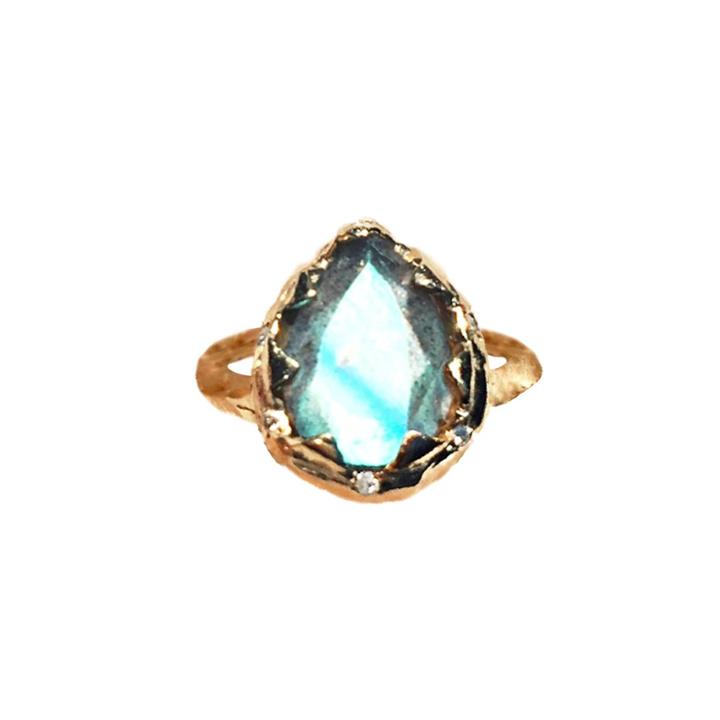 Logan Hollowell - Queen Labradorite Water Drop Ring