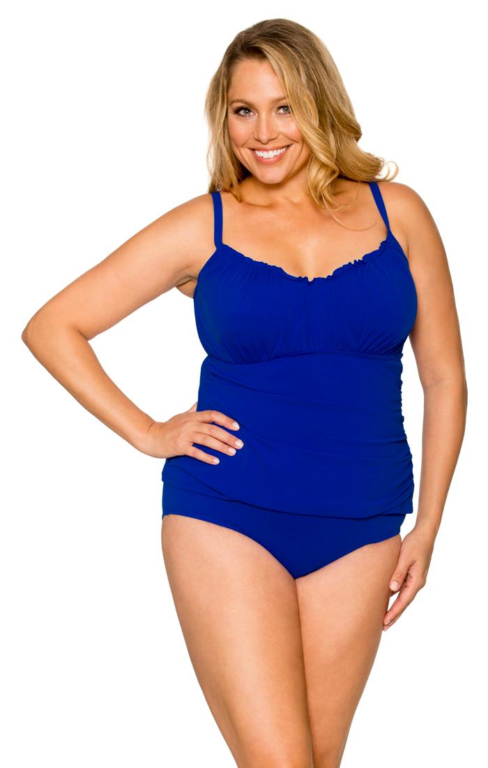 Curve Swimwear Ultra Blue 398d/dd Sweetheart Shirred Tankini W/ U/w/foam Top