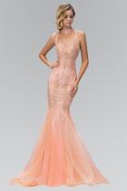 Elizabeth K - Rhinestone And Lace Embellished Gown Gl1321