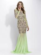 Baccio Couture - Sade - 3185 Mesh Painted Long Dress