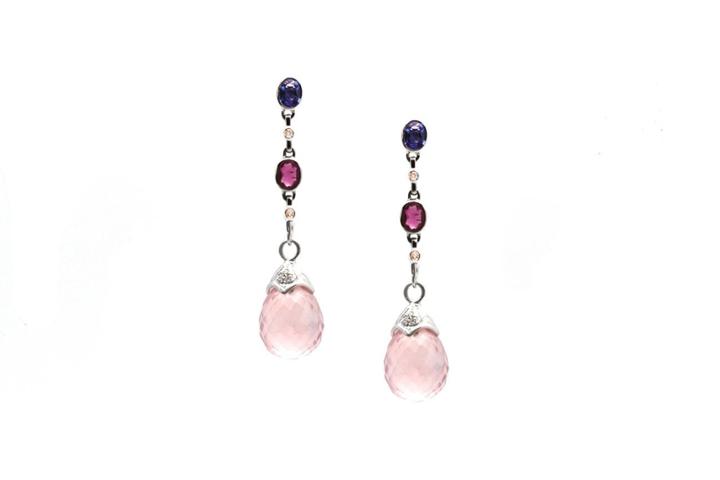 Tresor Collection - Multicolor Stone Interchangeable Top With Rose Quartz Baroque In 18k White Gold