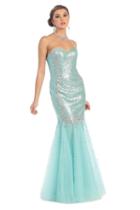 Dazzling Strapless Sequined Mermaid Tulle Dress