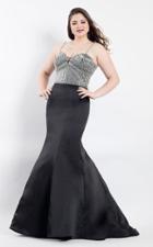 Rachel Allan Curves - 6303 Thin Straps Beaded Trumpet Gown
