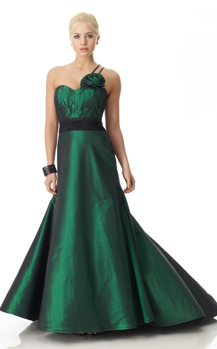 Janique - Jq086 Rosette Accented One-shoulder Gown