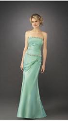 La Femme - Ruched Beaded Straight Neck A-line Gown 12525