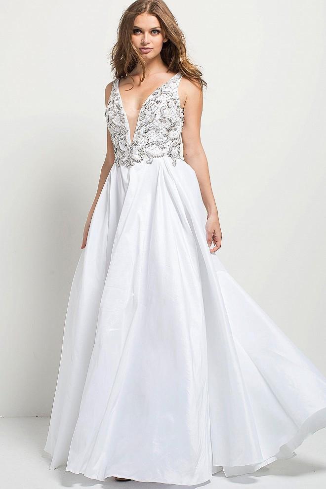 Jovani - 42402 Embellished V-neck A-line Dress