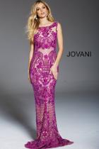 Jovani - 48288 Embroidered Bead Ornate Long Sheath Gown