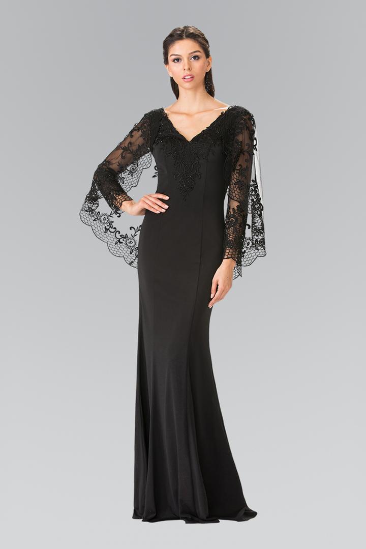 Elizabeth K - Embroidered V-neck Sheath Gown Gl2235