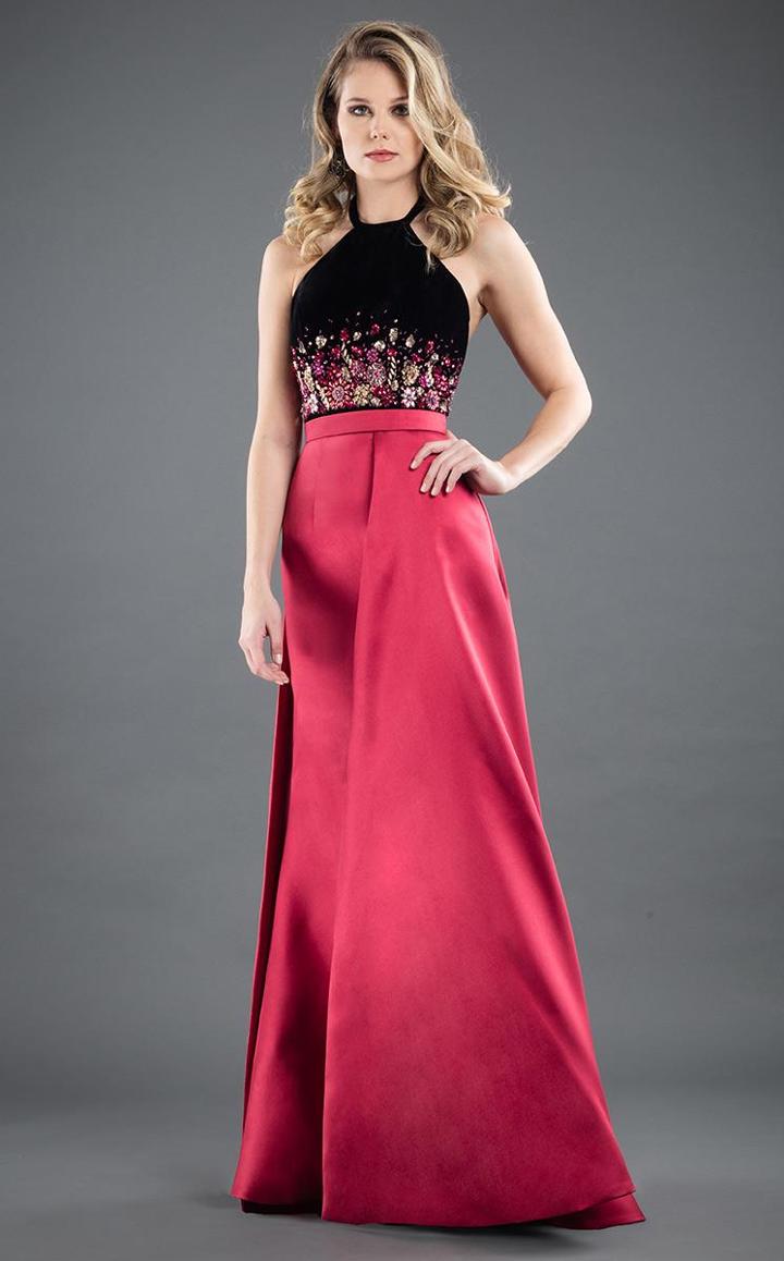 Rachel Allan Couture - 8279 Floral Beaded Halter Gown