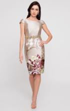 Terani Couture - 1811c6023 Floral Bateau Cap Sleeves Dress