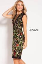Jovani - 50735 Embroidered Lace Illusion Jewel Cocktail Dress