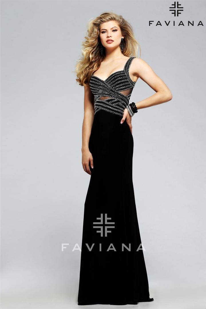 Faviana - S7806 Jersey Sweetheart Evening Dress With Detail Beading And Front Cut-outs