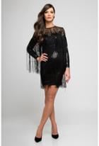 Terani Evening - 1722c4053 Long Sleeve Sequined Cocktail Dress