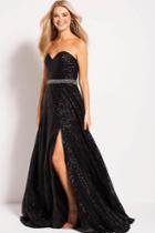 Jovani - 51804 Shimmering Strapless Slit A-line Prom Gown