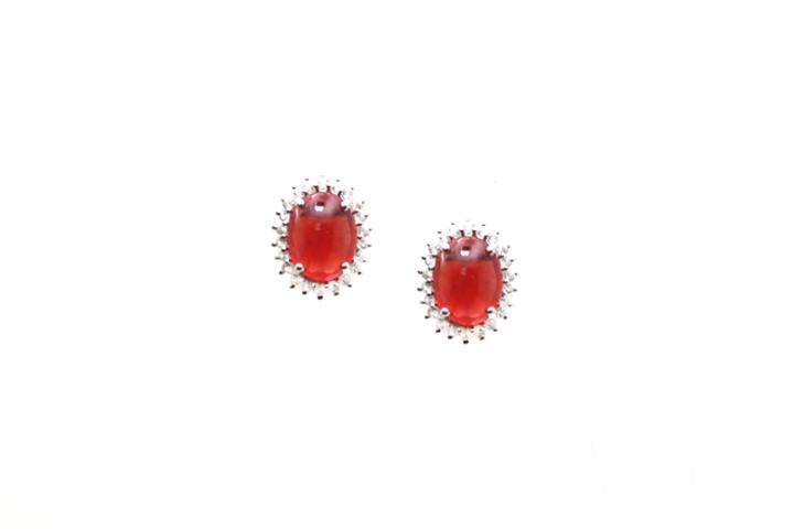 Tresor Collection - 18k White Gold Earring With Orange Sapphire & White Sapphire