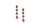 Tresor Collection - Multicolor Tourmaline, Mandarine Garnet, Tanzanite And Diamond Earing In 18kt Yellow Gold