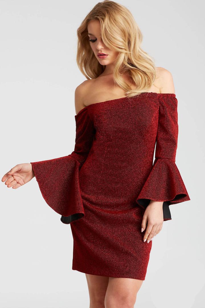 Jovani - Jvn56067 Off-shoulder Glittering Short Dress