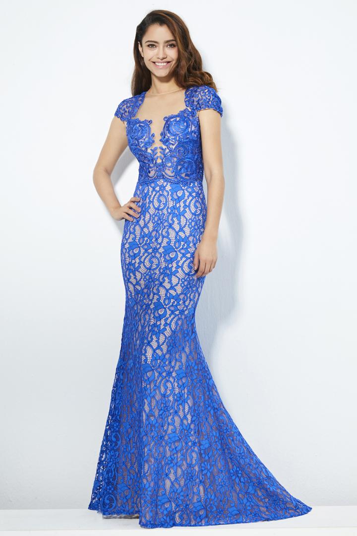 Angela And Alison - 81103 Lace Illusion Jewel Mermaid Dress