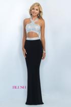 Blush - Rhinestone-decked Halter Sheath Gown 11013