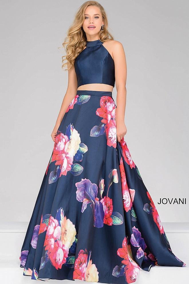 Jovani - Two-piece High Neck Prom Ballgown 48937