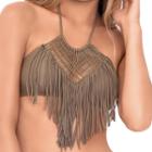 Luli Fama - Heart Of A Hippie Weave Fringed Halter In Sandy Toes (l478299)