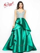 Mac Duggal Prom - 48501 M V-neck Gown In Emerald Green