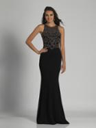 Dave & Johnny - A6412 Jewel Neck Embellished Sheath Gown