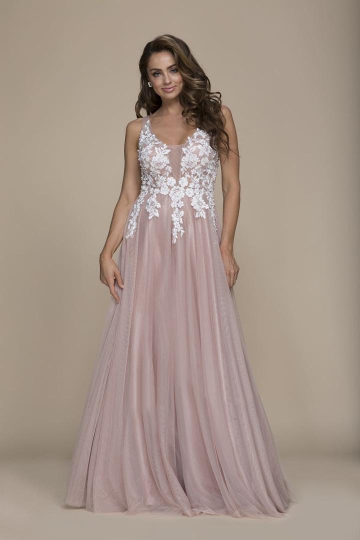 Nox Anabel - G048 Sleeveless Floral Embellished A-line Gown