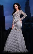 Mnm Couture - 8221 Crystal Encrusted Illusion Evening Gown