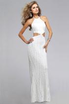 Faviana - S7788 Halter Sequined Cutout Evening Gown