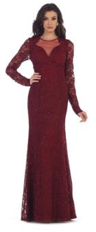 May Queen - Mq1451 Embellished Sheer Jewel Sheath Dress