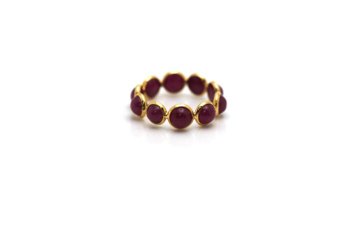 Tresor Collection - Ruby Round Stackable Ring Bands In 18k Yellow Gold