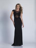 Dave & Johnny - 3290 Embellished Sheer Jewel Sheath Dress