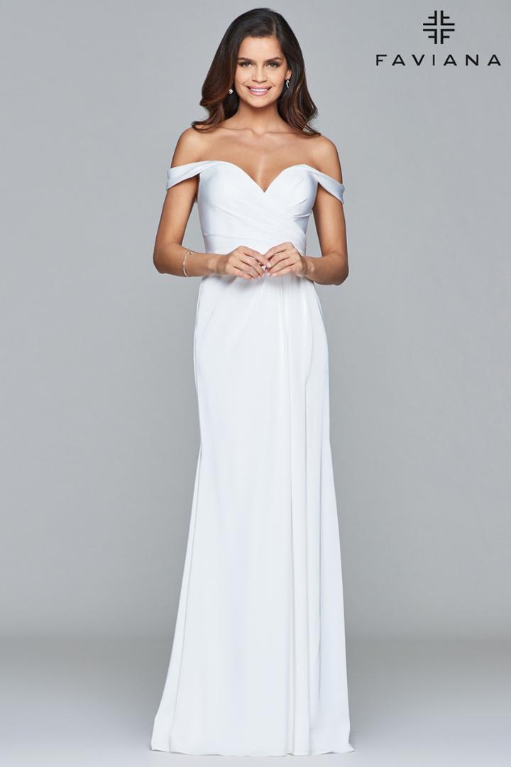 Faviana - Off-shoulder Drape Gown 8083