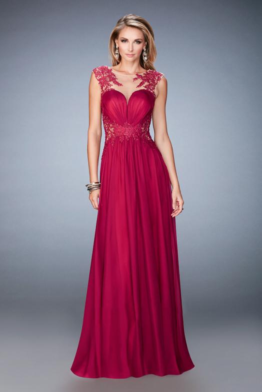 La Femme - 21921 Illusion Embellished Chiffon Gown
