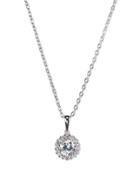 Cz By Kenneth Jay Lane - Round Halo Pendant Necklace