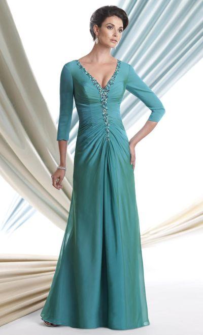 Montage By Mon Cheri - 113912 Long Dress In Patina
