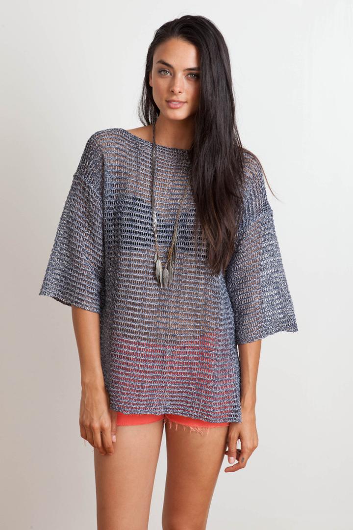 Goddis - Jagger Sheer Pullover In Oceanic Mix