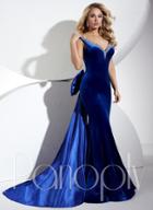 Panoply - Sparkling V-neckline Velvet Trumpet Evening Gown 44287