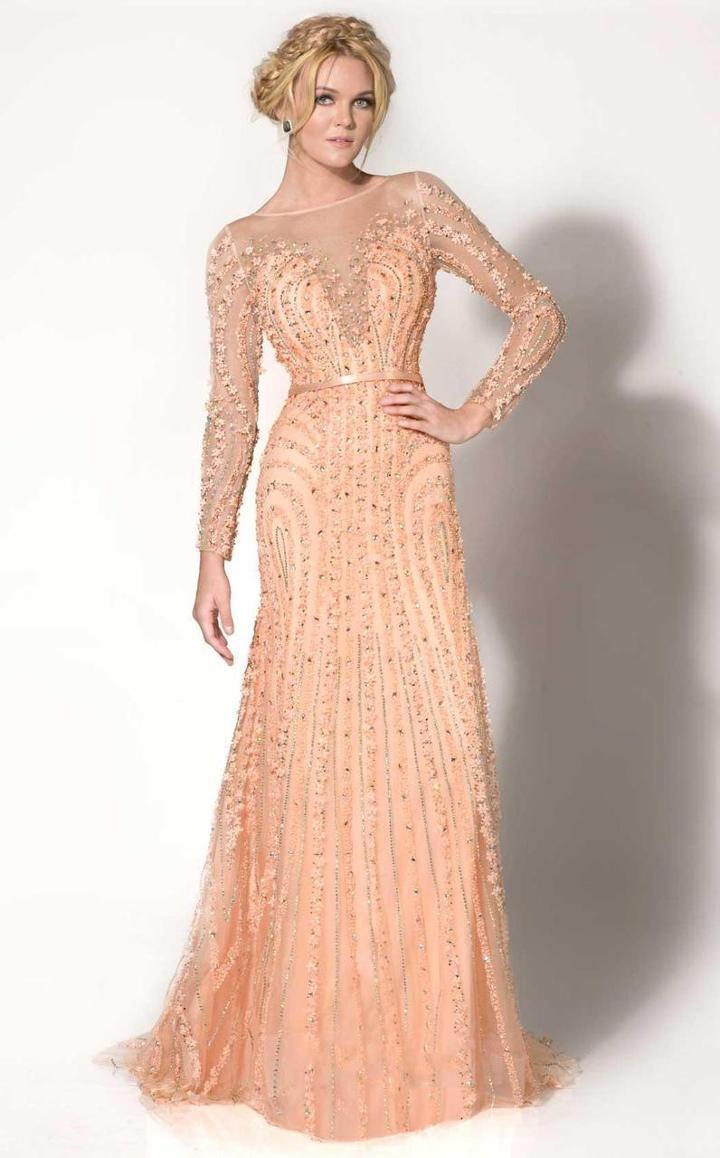 Mnm Couture - 10836 Illusion Bateau Neck A-line Dress