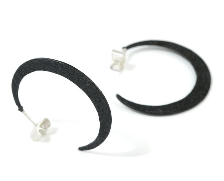 Nina Nguyen Jewelry - Crescent Hoops Oxidized Earrings