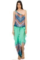 Caffe Swimwear - One Shoulder Open Side Jumpsuit In Green