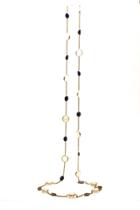 Tresor Collection - Blue Sapphire & Rainbow Moonstone Long Necklace In 18k Yellow Gold