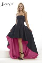 Janique - Strapless Straight Across Neckline Hi-lo Ballgown W1689