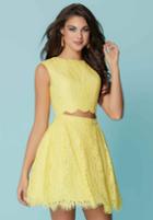 Hannah S - 27147 Two-piece Scallop-trimmed Lace Short Dress