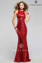 Faviana - Sequin Embellished Evening Gown With Side Cut-outs 7705