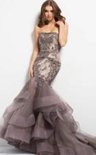 Jovani - 45760a Elegant Beaded Long Strapless Evening Gown