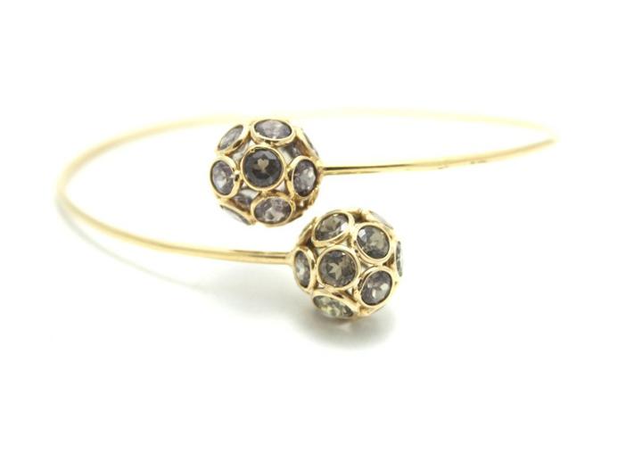 Tresor Collection - Color Change Garnet Oregami Ball Bangle In 18k Yellow Gold