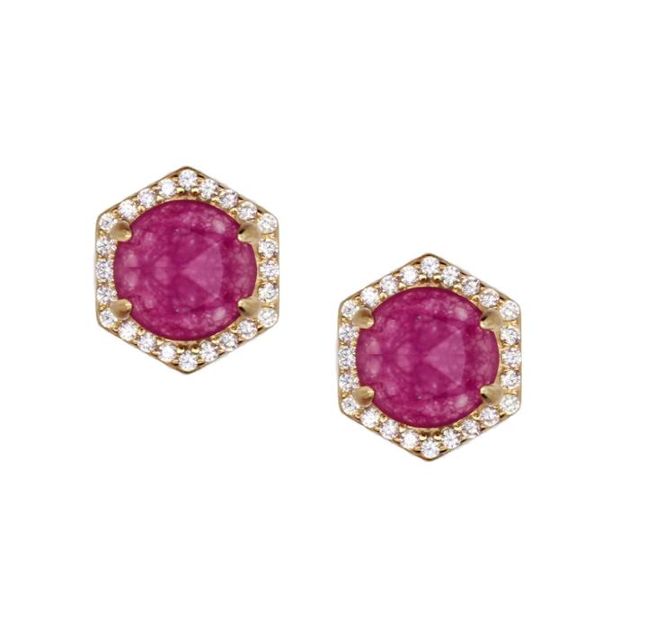 Rachael Ryen - Hexagon Pave Studs - Purple Jade